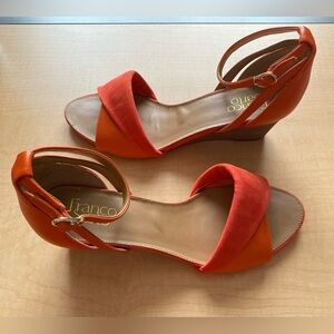 Franco Sarto size 8.5M orange wedge sandals